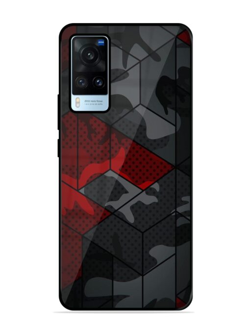 Red And Grey Pattern Glossy Metal Phone Cover for Vivo X60 Zapvi