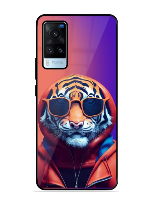 Tiger Animation Glossy Metal Phone Cover for Vivo X60 Zapvi