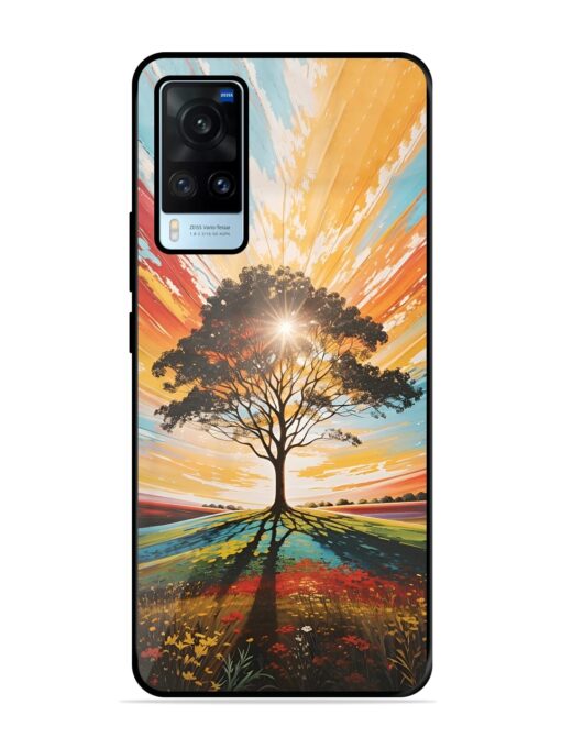 Abstract Tree Colorful Art Glossy Metal Phone Cover for Vivo X60 Zapvi