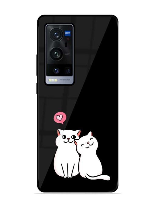 Cat Love Glossy Metal Phone Cover for Vivo X60 Pro Plus