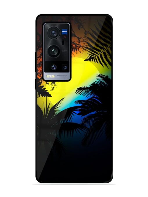 Colorful Sunset With Palm Trees Glossy Metal Phone Cover for Vivo X60 Pro Plus