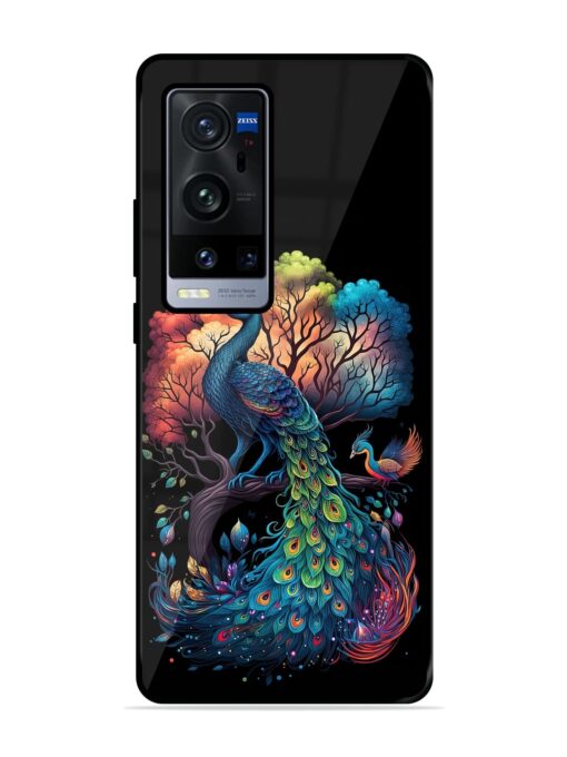 Peacock Tree Art Glossy Metal Phone Cover for Vivo X60 Pro Plus Zapvi