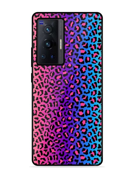 Colorful Leopard Seamless Glossy Metal Phone Cover for Vivo X70 Pro (5G) Zapvi