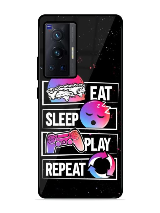 Eat Sleep Play Repeat Glossy Metal Phone Cover for Vivo X70 Pro (5G) Zapvi