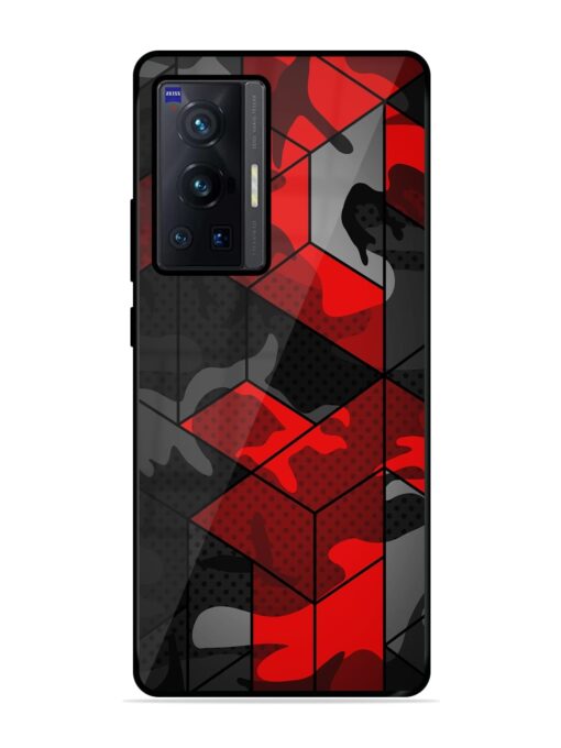 Royal Red Camouflage Pattern Glossy Metal Phone Cover for Vivo X70 Pro (5G) Zapvi