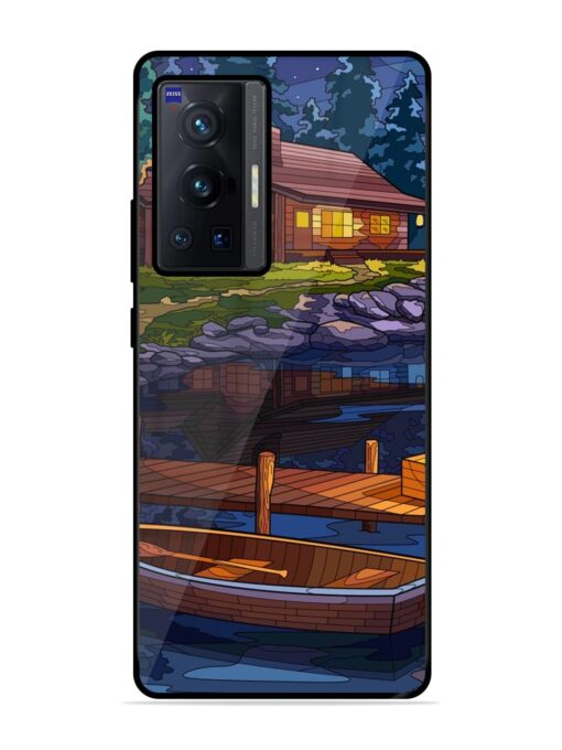 Village Night Scene Glossy Metal Phone Cover for Vivo X70 Pro (5G) Zapvi