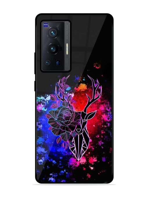 Floral Deer Art Glossy Metal Phone Cover for Vivo X70 Pro (5G)