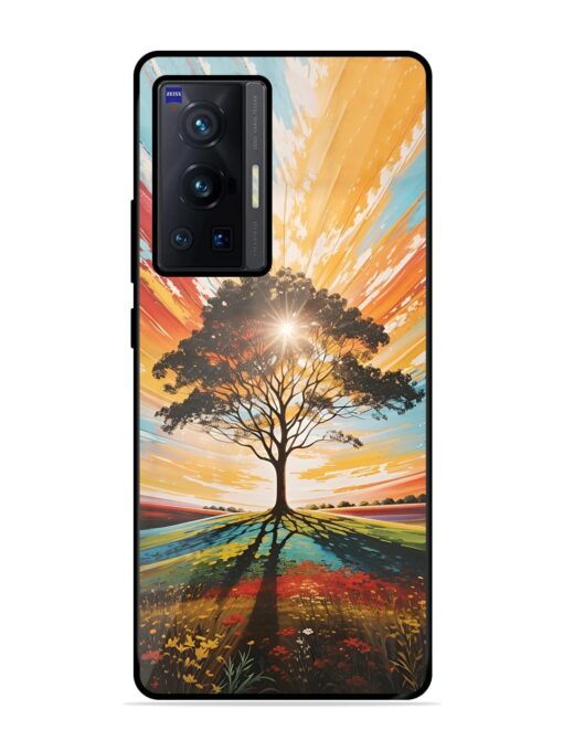 Abstract Tree Colorful Art Glossy Metal Phone Cover for Vivo X70 Pro (5G) Zapvi