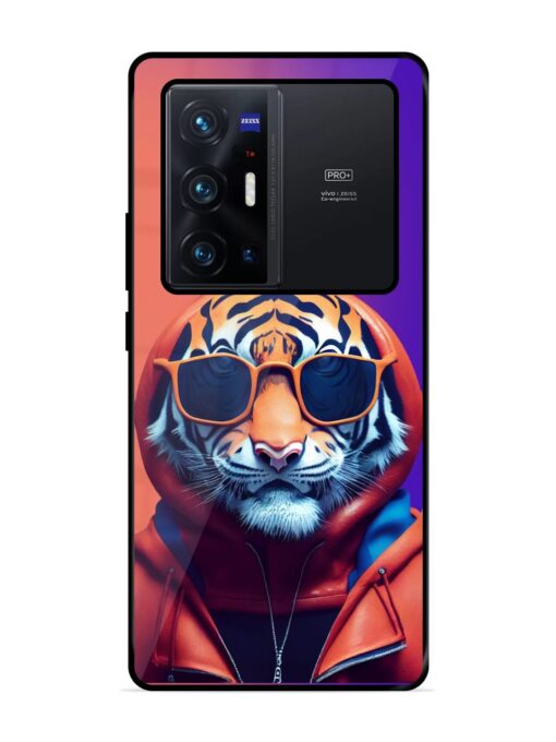 Tiger Animation Glossy Metal Phone Cover for Vivo X70 Pro Plus