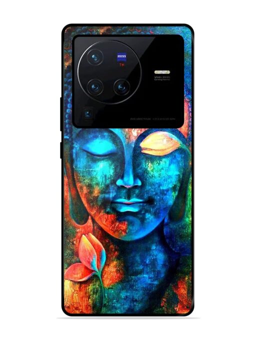 Buddha Painting Glossy Metal Phone Cover for Vivo X80 Pro Zapvi