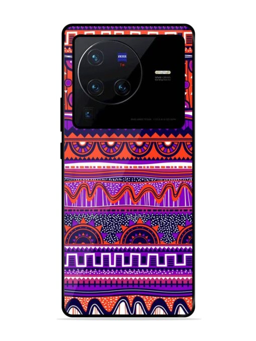 Ethnic Seamless Pattern Glossy Metal TPU Phone Cover for Vivo X80 Pro Zapvi