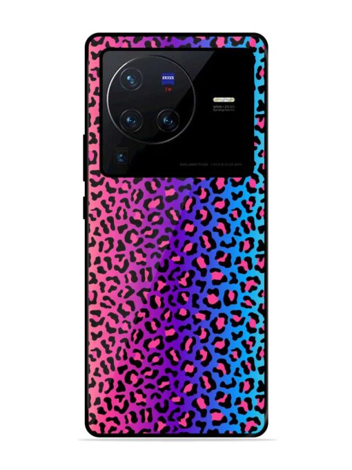 Colorful Leopard Seamless Glossy Metal Phone Cover for Vivo X80 Pro