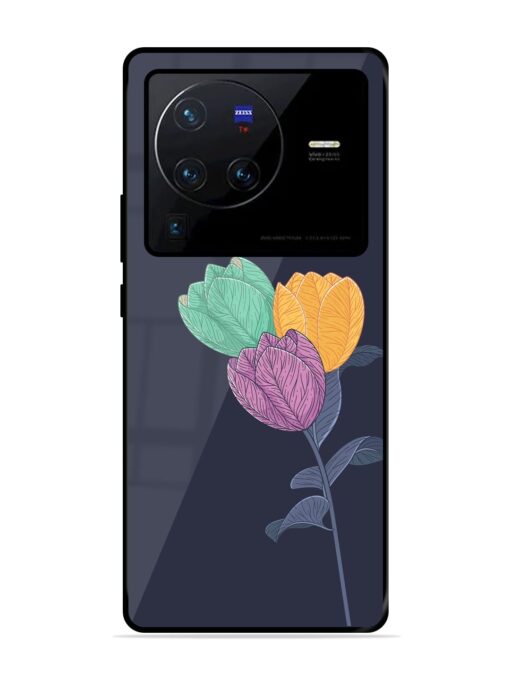 Flower Vector Glossy Metal Phone Cover for Vivo X80 Pro