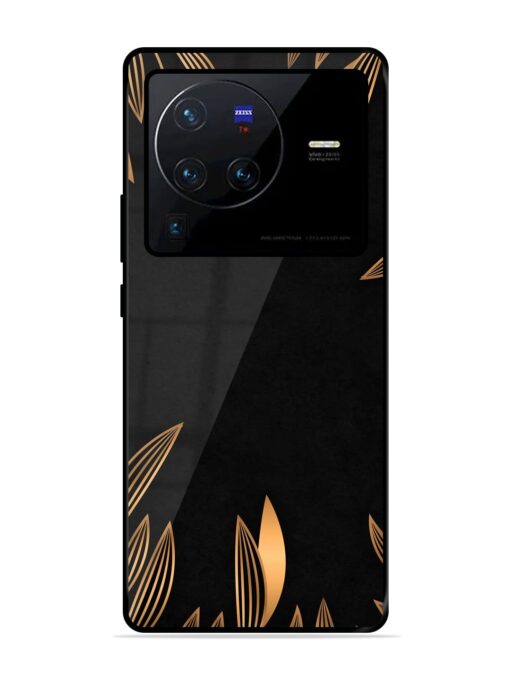 Golden Leaf Pattern Glossy Metal Phone Cover for Vivo X80 Pro Zapvi