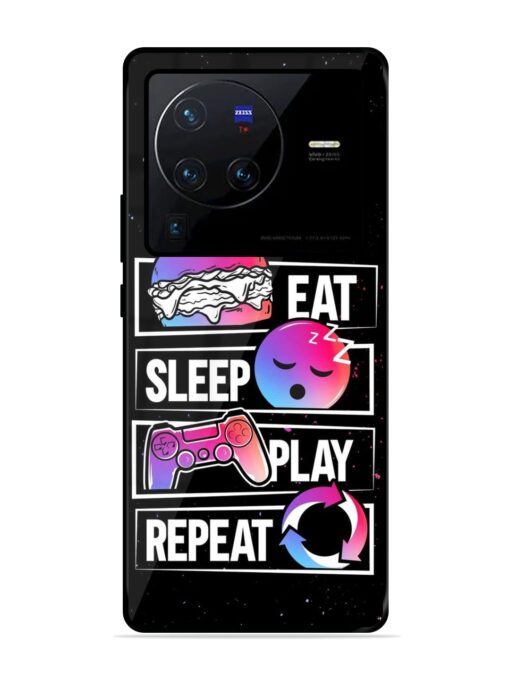 Eat Sleep Play Repeat Glossy Metal Phone Cover for Vivo X80 Pro Zapvi