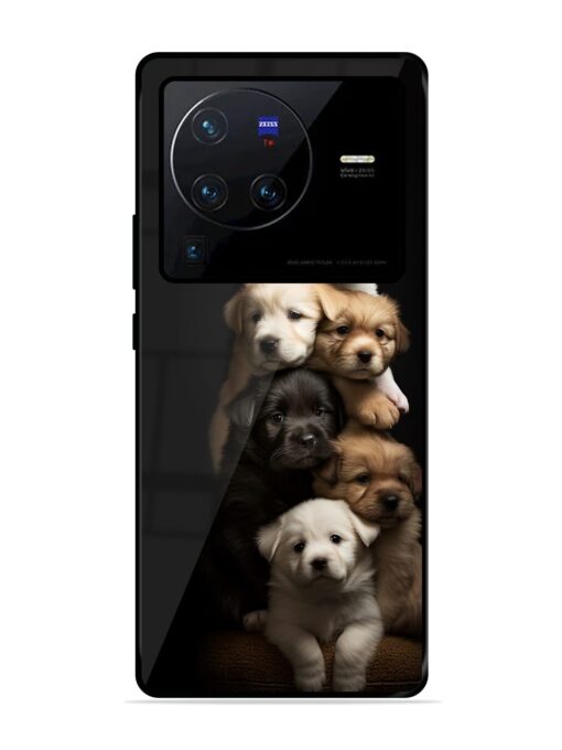 Cute Baby Dogs Glossy Metal Phone Cover for Vivo X80 Pro