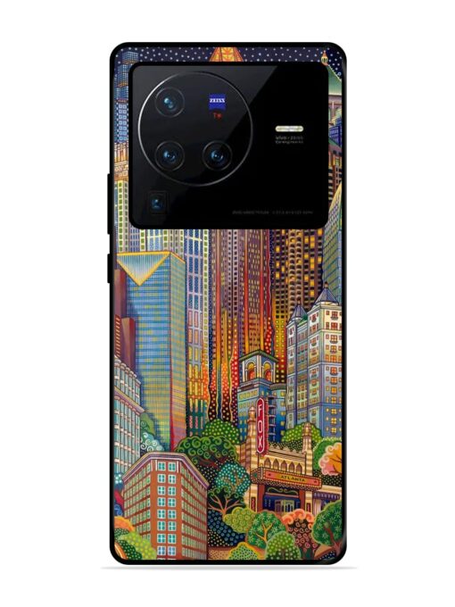 Cityscapes Art Glossy Metal Phone Cover for Vivo X80 Pro