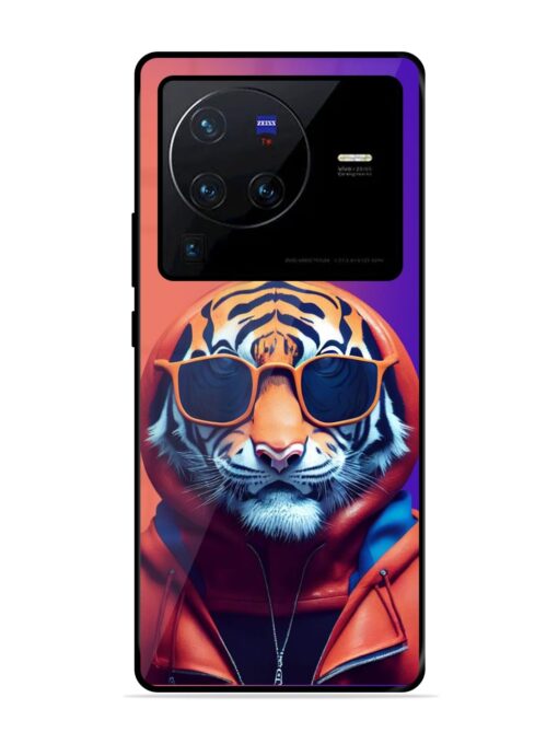 Tiger Animation Glossy Metal Phone Cover for Vivo X80 Pro