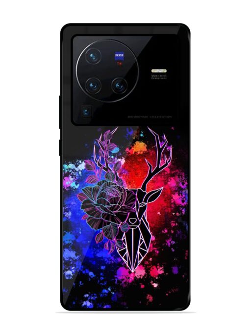 Floral Deer Art Glossy Metal Phone Cover for Vivo X80 Pro Zapvi