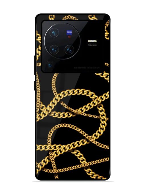 Decorative Golde Chain Glossy Metal Phone Cover for Vivo X80 Pro Zapvi