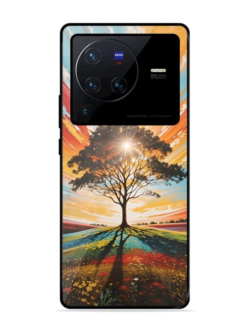 Abstract Tree Colorful Art Glossy Metal Phone Cover for Vivo X80 Pro Zapvi