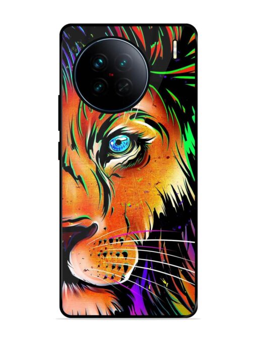 Colorful Lion Design Glossy Metal TPU Phone Cover for Vivo X90 Zapvi