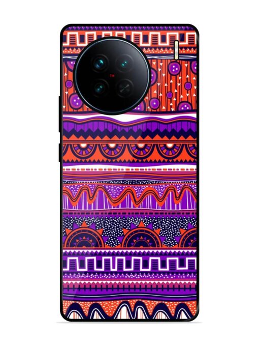 Ethnic Seamless Pattern Glossy Metal TPU Phone Cover for Vivo X90 Zapvi