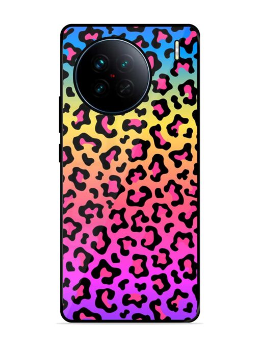 Neon Rainbow Colored Glossy Metal Phone Cover for Vivo X90 Zapvi