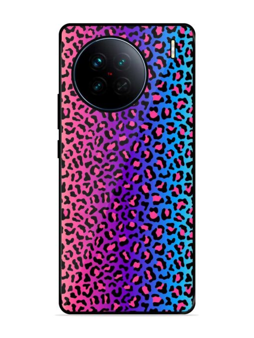 Colorful Leopard Seamless Glossy Metal Phone Cover for Vivo X90 Zapvi