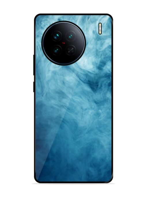 Blue Smoke Art Glossy Metal Phone Cover for Vivo X90 Zapvi