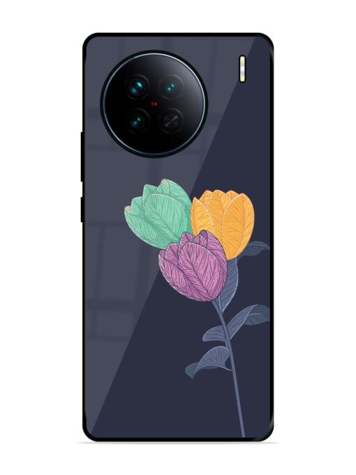 Flower Vector Glossy Metal Phone Cover for Vivo X90 Zapvi