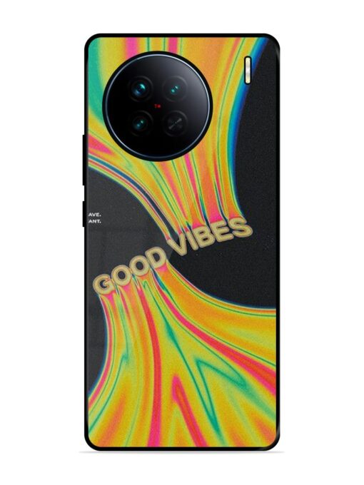 Good Vibes Glossy Metal Phone Cover for Vivo X90 Zapvi