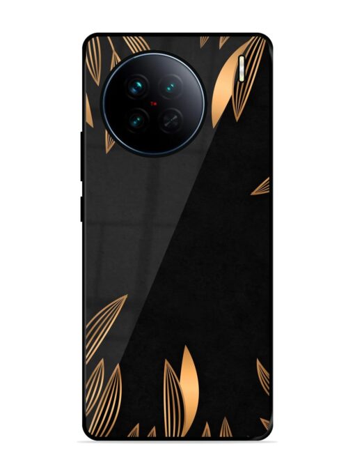 Golden Leaf Pattern Glossy Metal Phone Cover for Vivo X90