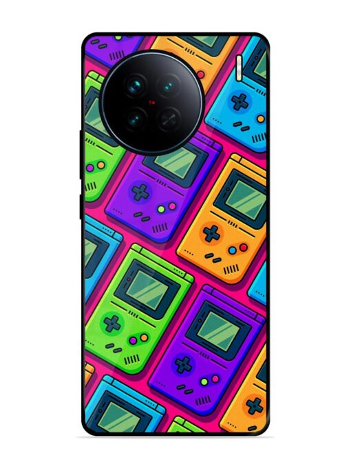 Game Seamless Pattern Glossy Metal Phone Cover for Vivo X90