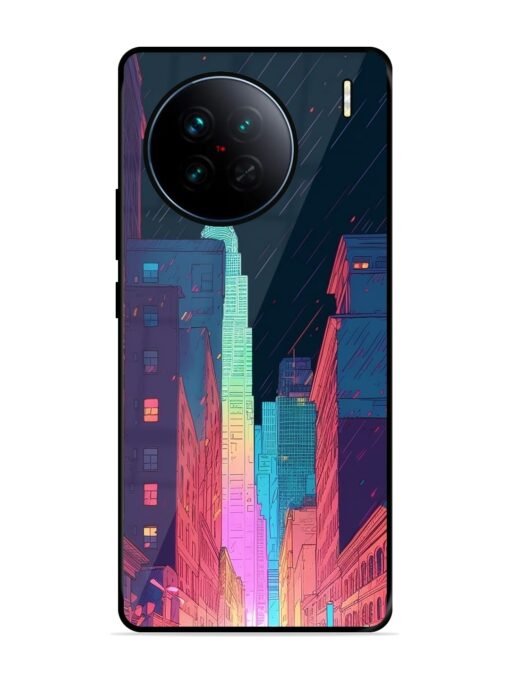 Minimal City Art Glossy Metal Phone Cover for Vivo X90 Zapvi