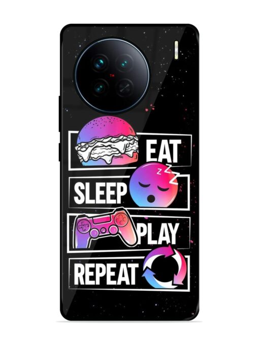 Eat Sleep Play Repeat Glossy Metal Phone Cover for Vivo X90