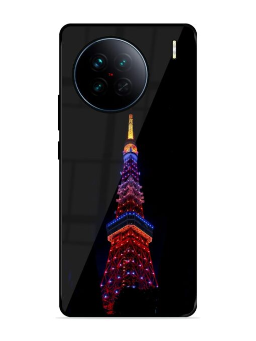 Eiffel Tower Night View Glossy Metal Phone Cover for Vivo X90