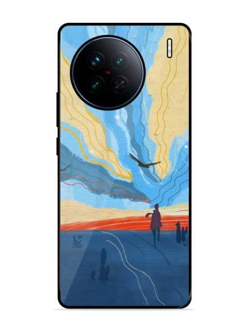 Minimal Abstract Landscape Glossy Metal Phone Cover for Vivo X90 Zapvi