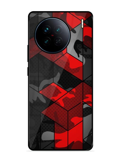 Royal Red Camouflage Pattern Glossy Metal Phone Cover for Vivo X90 Zapvi