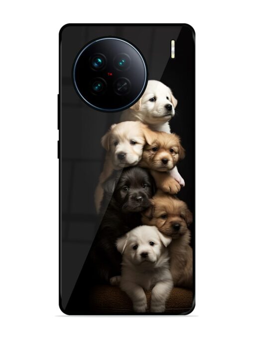 Cute Baby Dogs Glossy Metal Phone Cover for Vivo X90