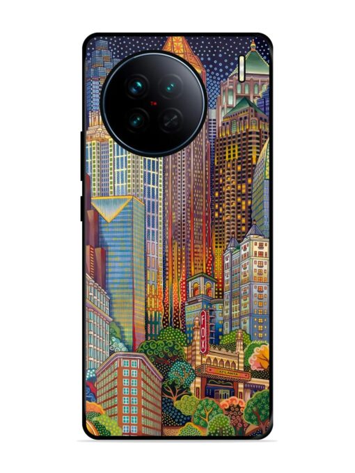 Cityscapes Art Glossy Metal Phone Cover for Vivo X90