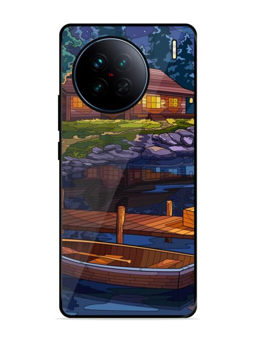 Village Night Scene Glossy Metal Phone Cover for Vivo X90 Zapvi