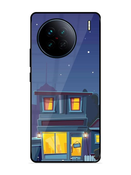 Vector Night House Glossy Metal Phone Cover for Vivo X90 Zapvi