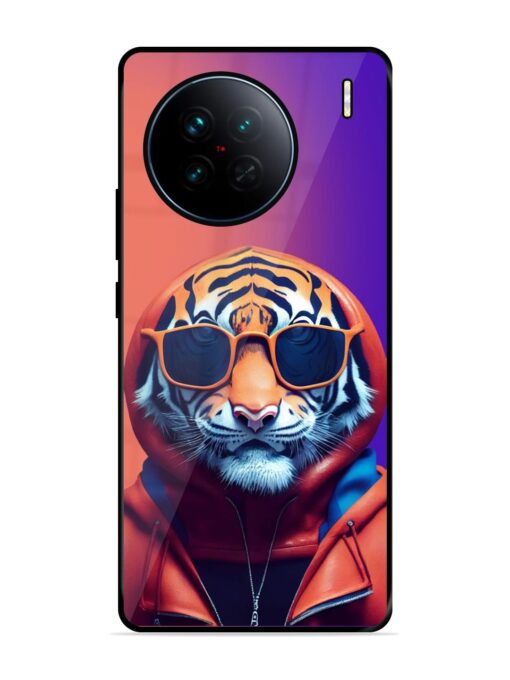 Tiger Animation Glossy Metal Phone Cover for Vivo X90