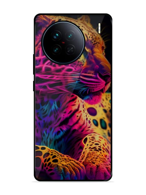 Leopard Art Glossy Metal Phone Cover for Vivo X90