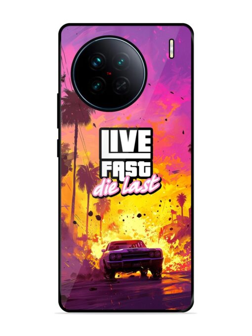 Live Fast Glossy Metal Phone Cover for Vivo X90 Zapvi