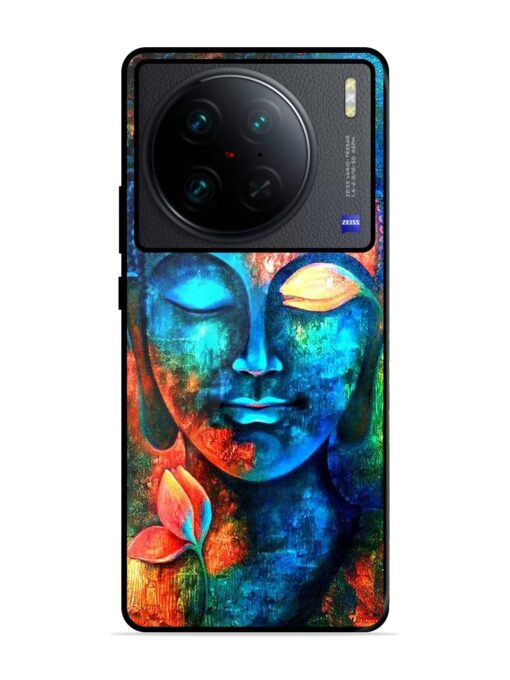 Buddha Painting Glossy Metal Phone Cover for Vivo X90 Pro