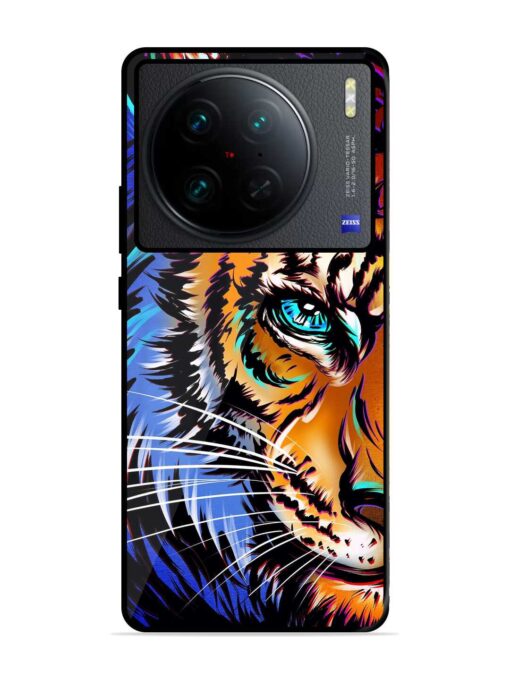 Colorful Lion Art Glossy Metal Phone Cover for Vivo X90 Pro