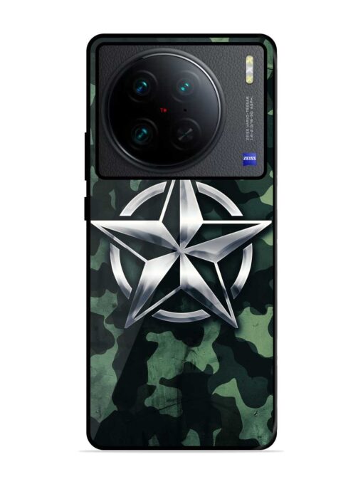 Indian Army Star Design Glossy Metal Phone Cover for Vivo X90 Pro