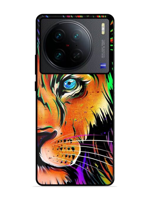 Colorful Lion Design Glossy Metal TPU Phone Cover for Vivo X90 Pro